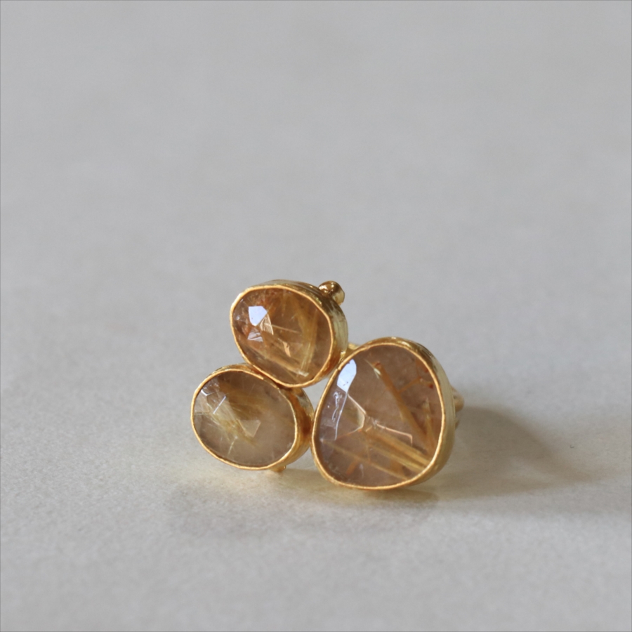 ルチルクォーツ リング 3ストーン アルサメイア　トルコジュエリー ３つの石