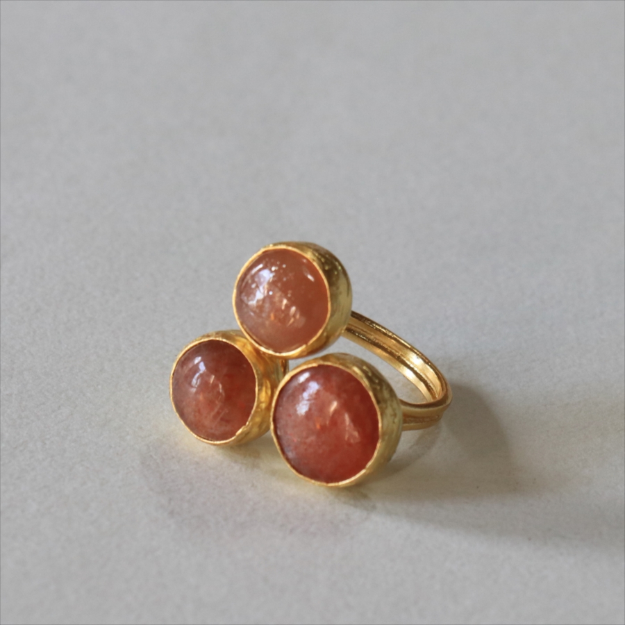 サンストーン リング 3ストーン アルサメイア　トルコジュエリー ３つの石