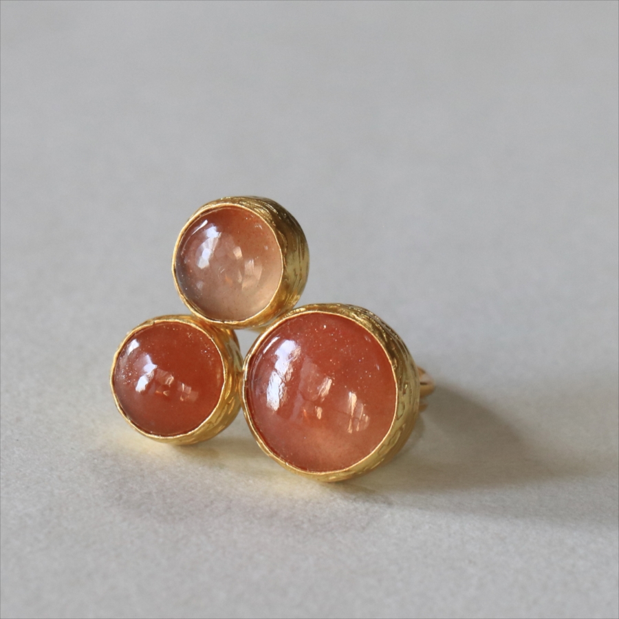 サンストーン リング 3ストーン アルサメイア　トルコジュエリー ３つの石