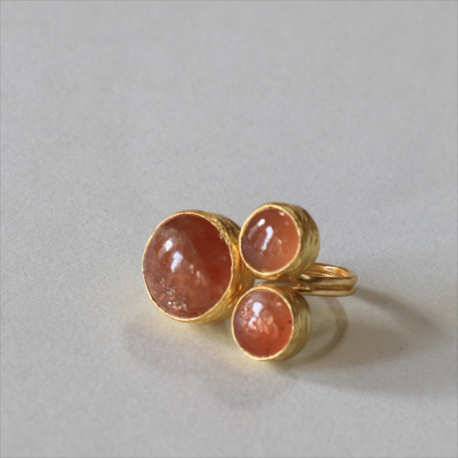 サンストーン リング 3ストーン アルサメイア　トルコジュエリー ３つの石