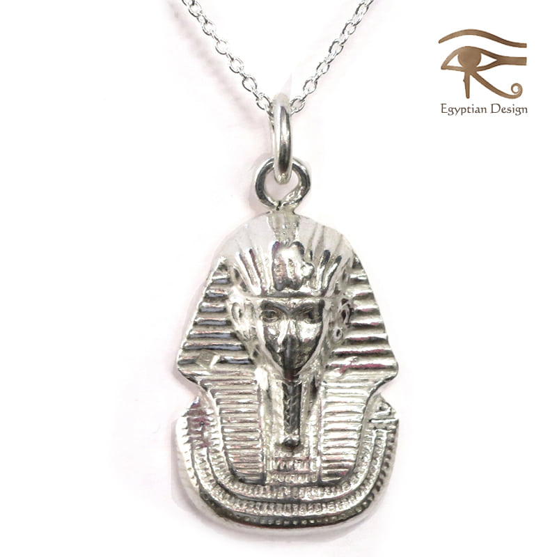 シルバー925ペンダント（チェーン付）・【エジプトお土産】　Egyptian Silver Jewelry Pendantツタンカーメン像　サイズ３　Tut-Anch-Amun Pharao
