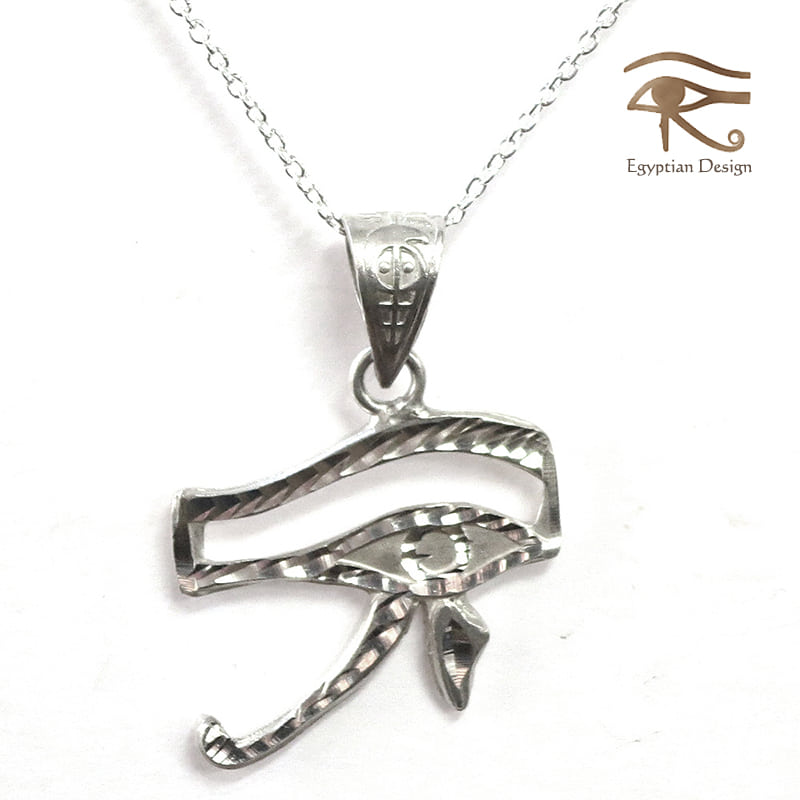 シルバー925ペンダント（チェーン付）・【エジプトお土産】　Egyptian Silver Jewelry Pendantホルスの目・ウジャトEye of Horus