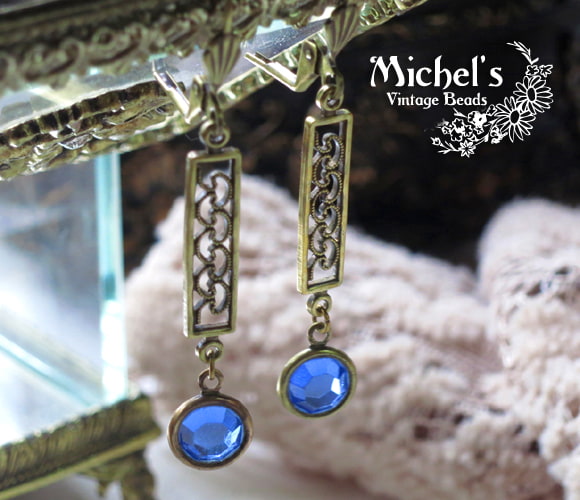 Michel's Vintage Beads Pierced Earringヴィンテージビーズピアス/サファイア