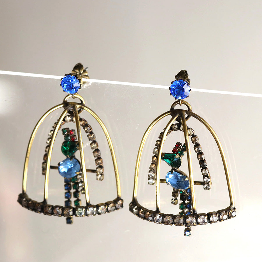 Michel's Vintage Beads Pierced Earringヴィンテージビーズピアス・バードゲージ