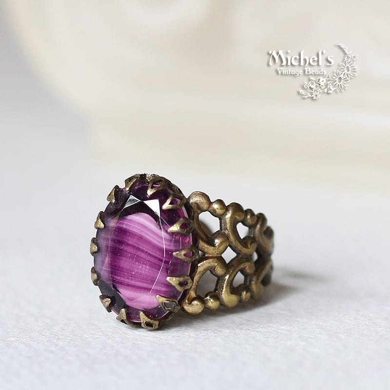 Michel's Vintage Beads Ring ヴィンテージビーズリング・パープル